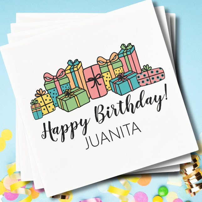 Modern farbenfroh jeden Alters glücklich Geburtsta Serviette (Fun Cute Celebrate Modern Colorful Happy Birthday Napkins)