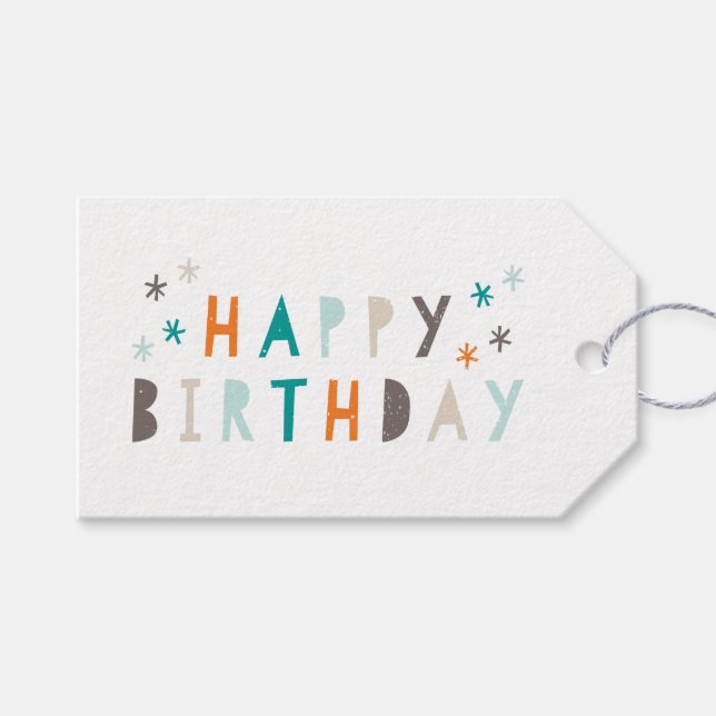 Modern farbenfroh zum Geburtstag Orange Geschenkanhänger (Vorderseite (Horizontal))