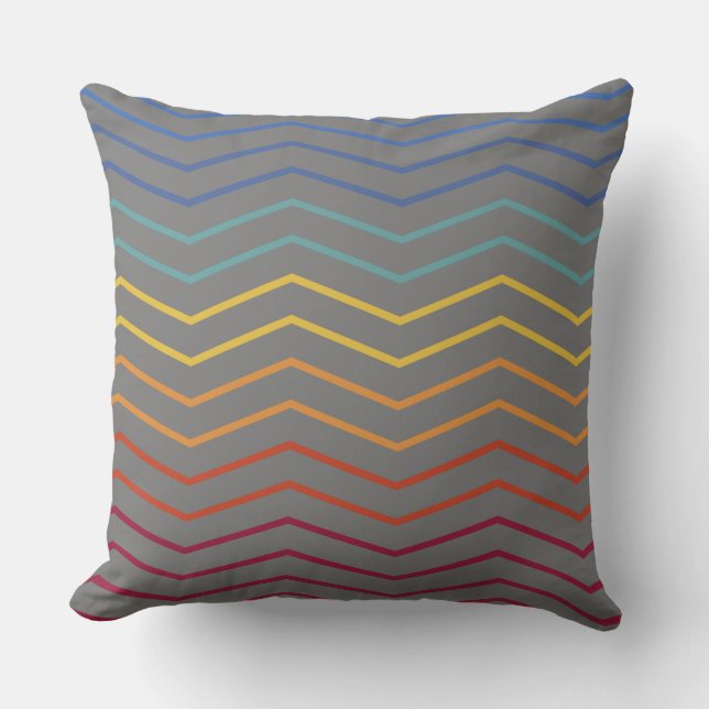 Modern farbenfrohe Zigzag Muster Kissen (Vorderseite)