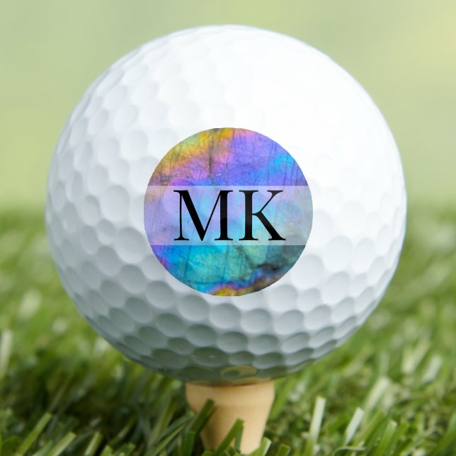 Modern farbige Anfangsmonogramm Golfball (Modern Colorful Marble Initial Monogram Golf Balls)