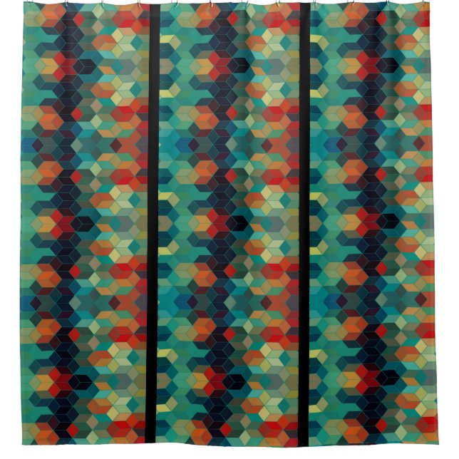 Modern farbige Cubes & Stripes geometrisches Muste Duschvorhang (Vorderseite)