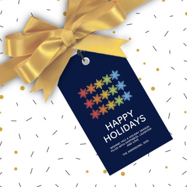 Modern farbige Schneeflocken Weihnachten Geschenkanhänger (Von Creator hochgeladen)