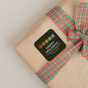 Modern farbige Schneeflocken Weihnachten Quadratischer Aufkleber