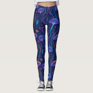Modern farbiger Ozean Biolumineszenz-Quallen Leggings