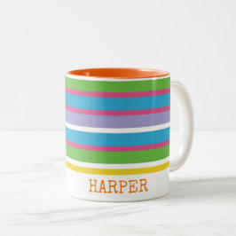 Modern farbiger Streifen NAME Preppy Fun Angesagt Zweifarbige Tasse