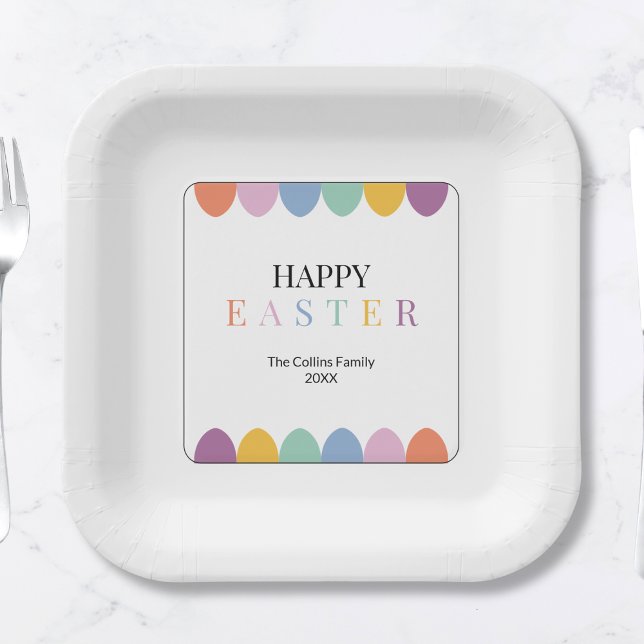 Modern farbiges Ei Einfaches Osterfest Party Pappteller (Modern Colorful Egg Simple Happy Easter Party Paper Plates)