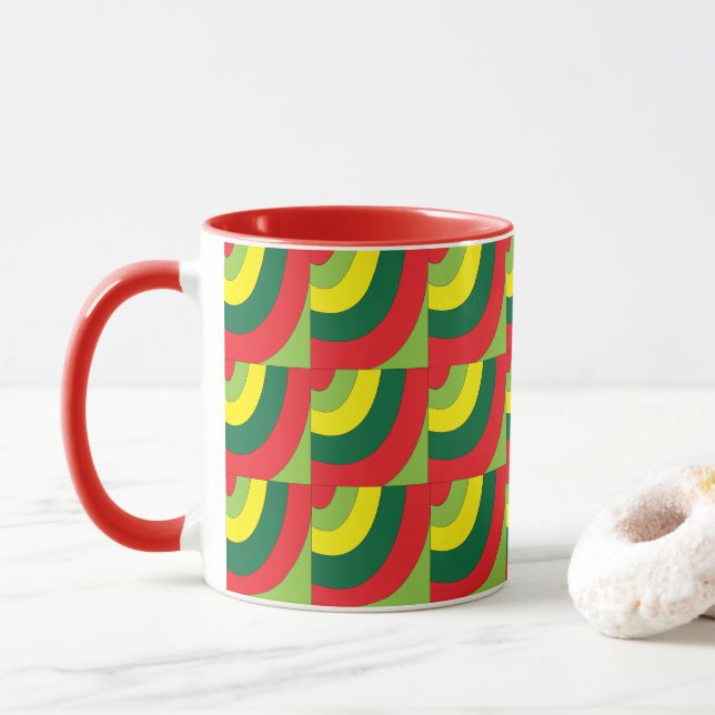 Modern farbiges geometrisches Muster Tasse (Mit Donut)