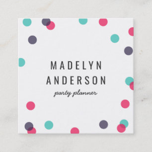 Modern farbiges Indigopink Aquamarin Confetti Quadratische Visitenkarte