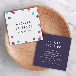 Modern farbiges Indigopink Aquamarin Confetti Quadratische Visitenkarte