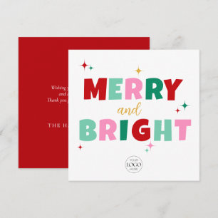 Modern farbiges Merry & Bright Business Logo Feiertagskarte