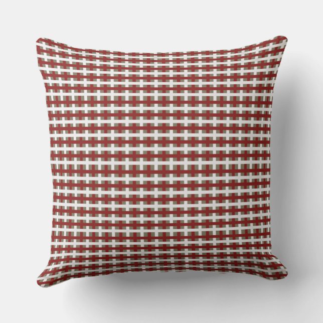 Modern Farmhouse Red White Sage Christmas Plaid Kissen (Rückseite)