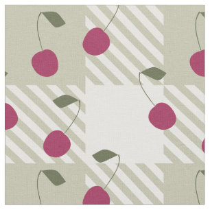 Modern Farmhouse Rosa Gingham und Kirschen Karo  Stoff