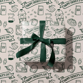 Modern Father's Day Doodle Pattern Millennial Dad Geschenkpapier