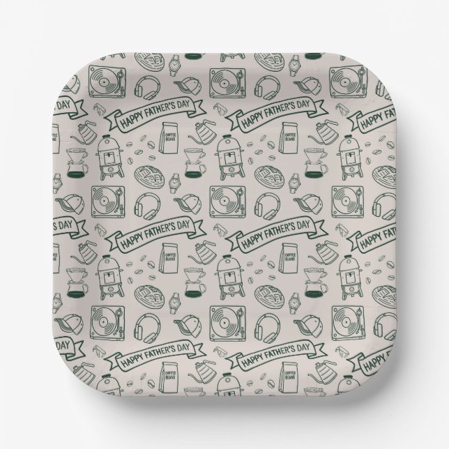 Modern Father's Day Doodle Pattern Millennial Dad Pappteller (Vorderseite)