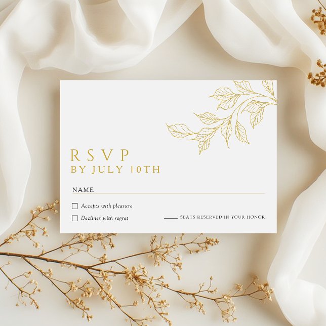 Modern Faux Gold Botanical Wedding RSVP Cards Karte (Von Creator hochgeladen)