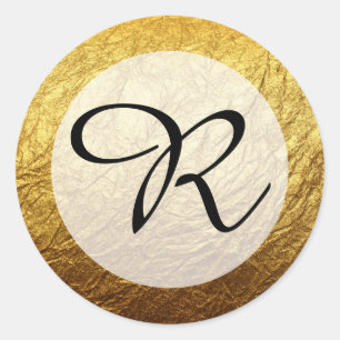 Modern Faux Goldfolie Monogramm Runder Aufkleber