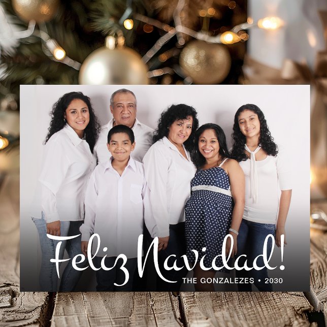 Modern Feliz Navidad Foto Feiertagskarte (Von Creator hochgeladen)
