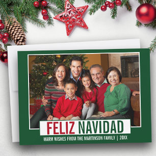Modern Feliz Navidad Foto Green Feiertagskarte