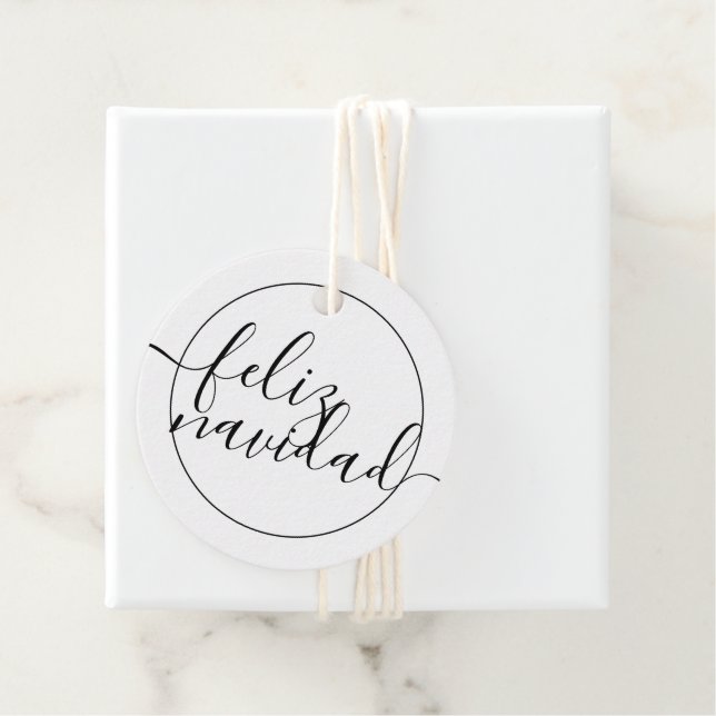 Modern Feliz Navidad Typografie Weihnachten Geschenkanhänger (Beispiel)