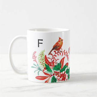 Modern Female Cardinal Holly Custom Monogram Mug Kaffeetasse