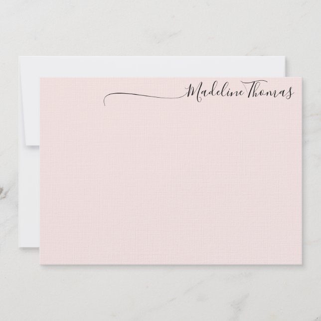 Modern Feminine Black Pink Script Calligraphy name Mitteilungskarte (Vorderseite)