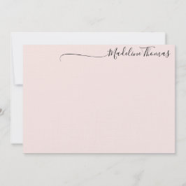 Modern Feminine Black Pink Script Calligraphy name Mitteilungskarte