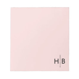 Modern Feminine Girly Pink Initial Monogram Notizblock