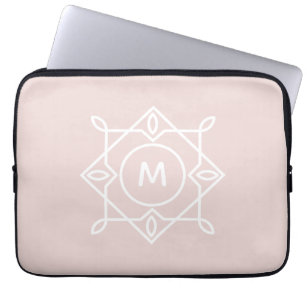 Modern Feminine Monogram Frame Pastel Blush Pink Laptopschutzhülle