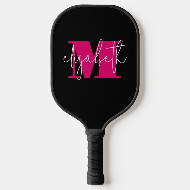 Modern Feminine Monogram Individuelle Name Pickleball Schläger (Vorderseite)