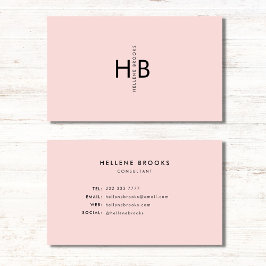 Modern Feminine Pink & Black Initial Name Monogram Visitenkarte