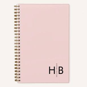 Modern Feminine Pink Initial Monogram Notizbuch