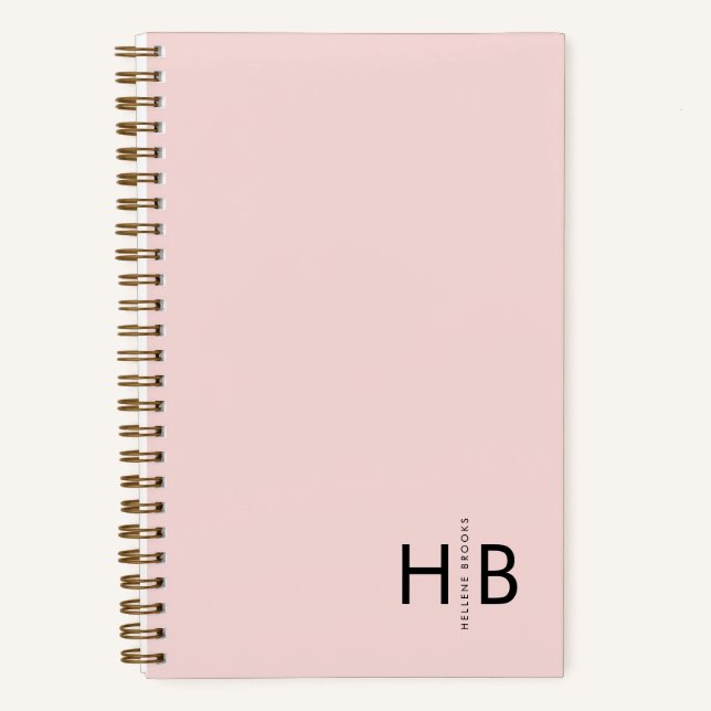 Modern Feminine Pink Initial Monogram Notizbuch (Vorderseite)