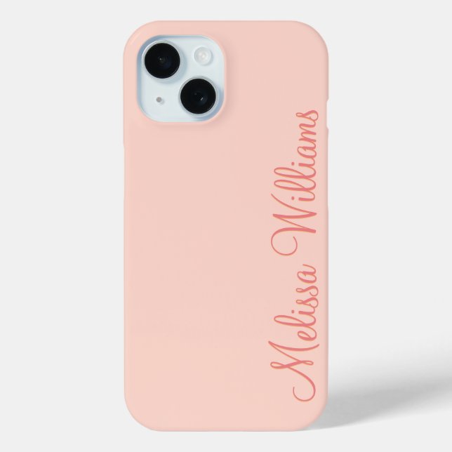 Modern Feminine Solid Soft Pink Script Individuell Case-Mate iPhone Hülle (Rückseite)