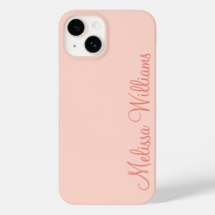 Modern Feminine Solid Soft Pink Script Individuell Case-Mate iPhone 14 Hülle
