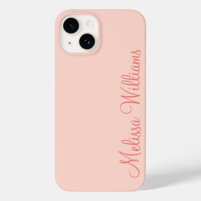 Modern Feminine Solid Soft Pink Script Individuell Case-Mate iPhone Hülle (Rückseite)