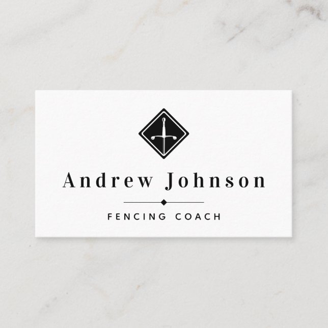 Modern Fencing Logo Coach Instructor Fencer Sports Visitenkarte (Vorderseite)
