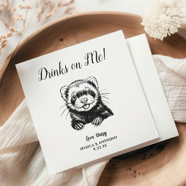Modern Ferret Wedding Cocktail Napkins Serviette
