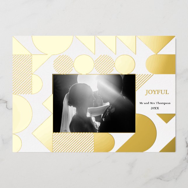 Modern Festival Christmas Foil Geometric Folieneinladung (Vorderseite)