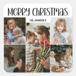 Modern Festive Casual Colorful Christmas 5 Photo  Quadratischer Aufkleber