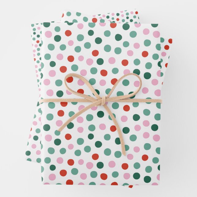 Modern Festive Dot Pattern Christmas Geschenkpapier Set (Beispiel)