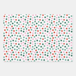 Modern Festive Dot Pattern Christmas Geschenkpapier Set