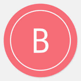 Modern Festive Red Monogram Christmas Envelope Runder Aufkleber