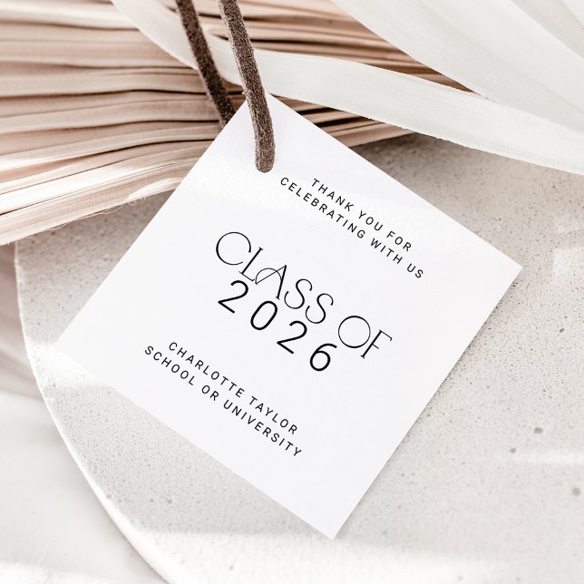 Modern Fete Class of 2025 Danke Abschluss Geschenkanhänger (Modern Fete Class of 2026 Thank You Graduation Favor Tags)