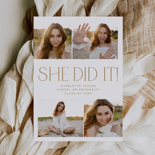 Modern Fete Gold machte sie es Foto Abschluss Ankündigung (Von Creator hochgeladen)