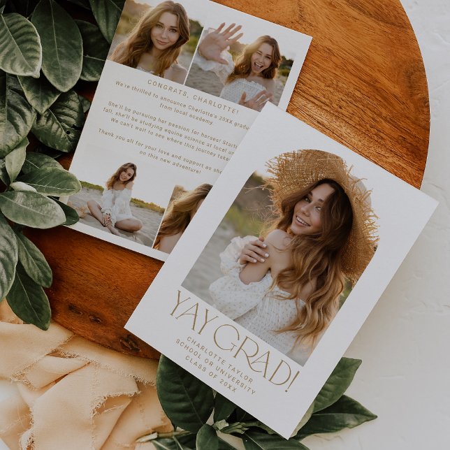 Modern Fete Gold Yay Grad Foto Arch Abschluss Ankündigung (Von Creator hochgeladen)