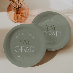 Modern Fete   Green Yay Grad Abschluss Pappteller