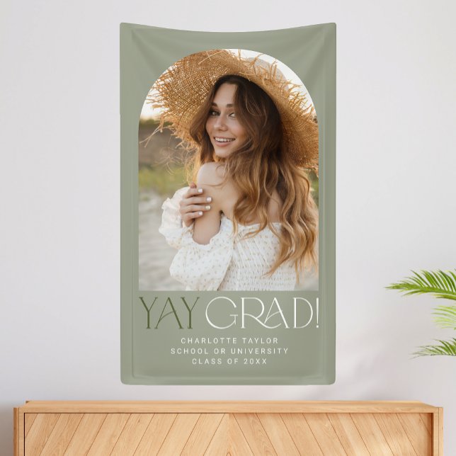 Modern Fete Green Yay Grad Foto Arch Abschluss Banner (Von Creator hochgeladen)