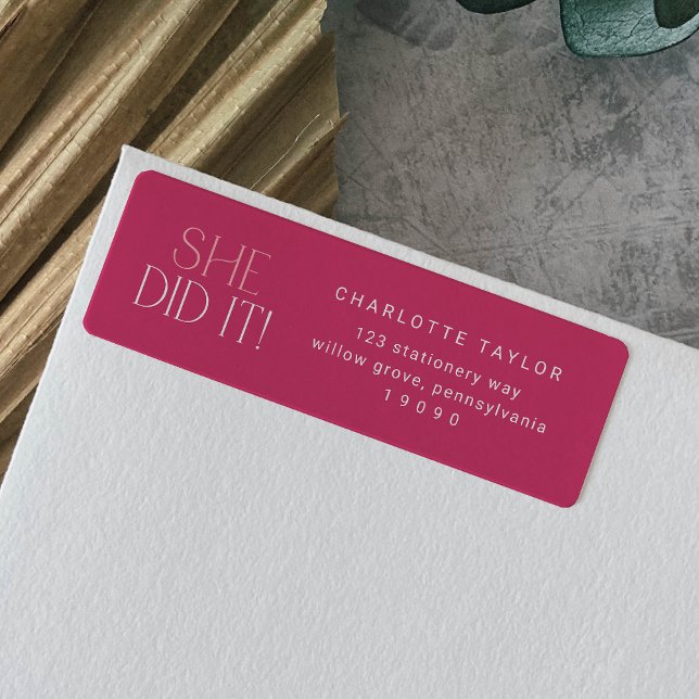 Modern Fete Hot Pink sie tat es Abschluss zurück (Von Creator hochgeladen)