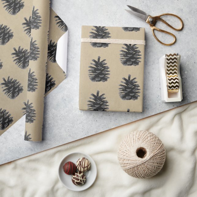 Modern, feuerbaum, schwarz auf stein geschenkpapier (Kunsthandwerk)