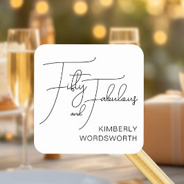 Modern Fifty and Fabulous 50th Birthday Party Quadratischer Aufkleber